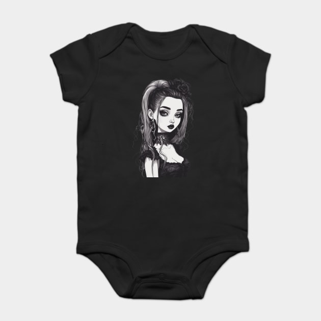 Goth Black is my Happy Color Baby Bodysuit by animegirlnft